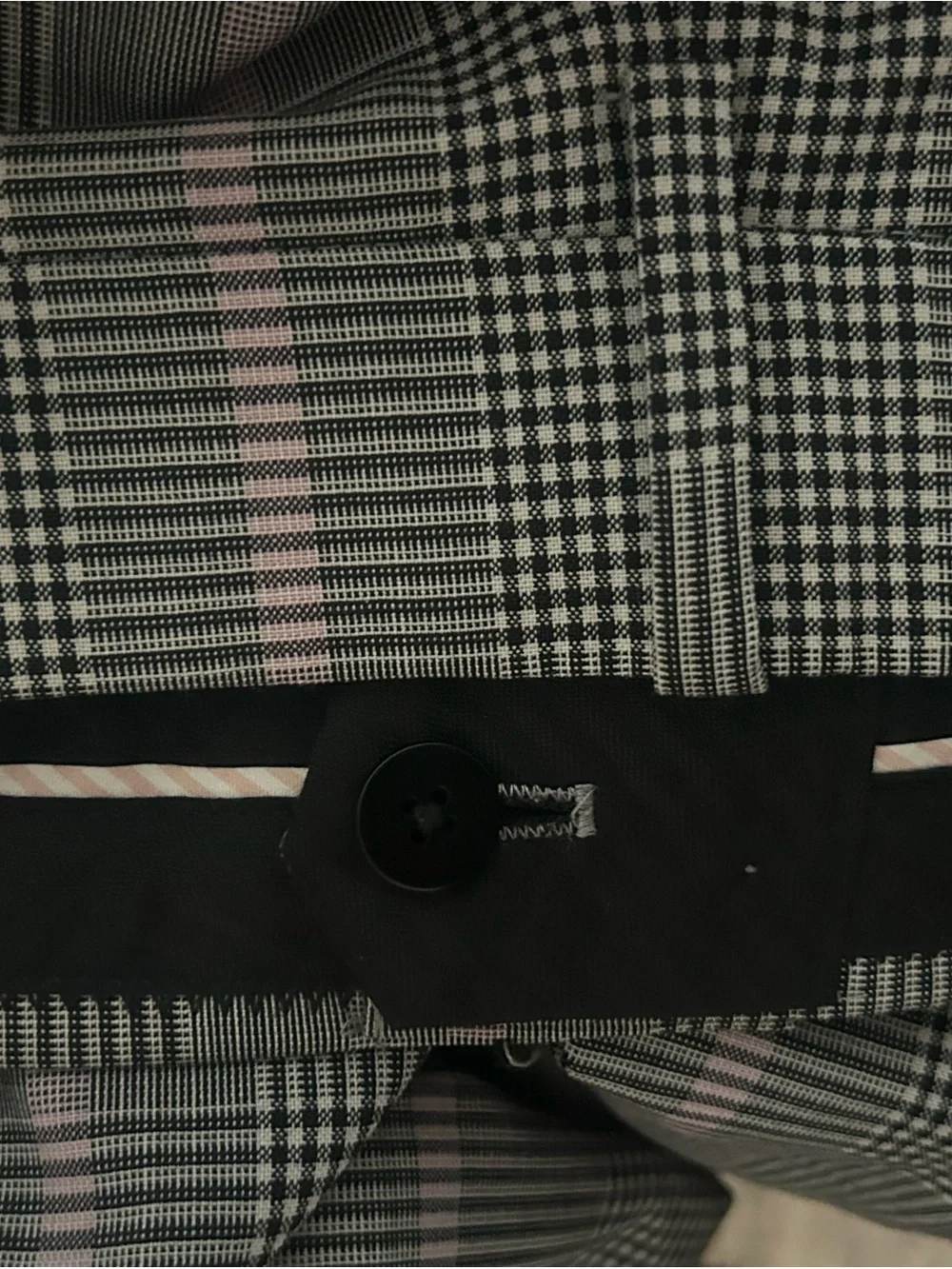 Gray Plaid Trousers with Subtle Pink Windowpane